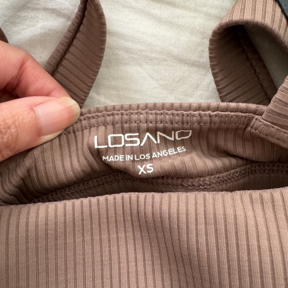 LOSANO Renew Rib Square Neck Bra Pine Bark XS - Picture 5 of 5